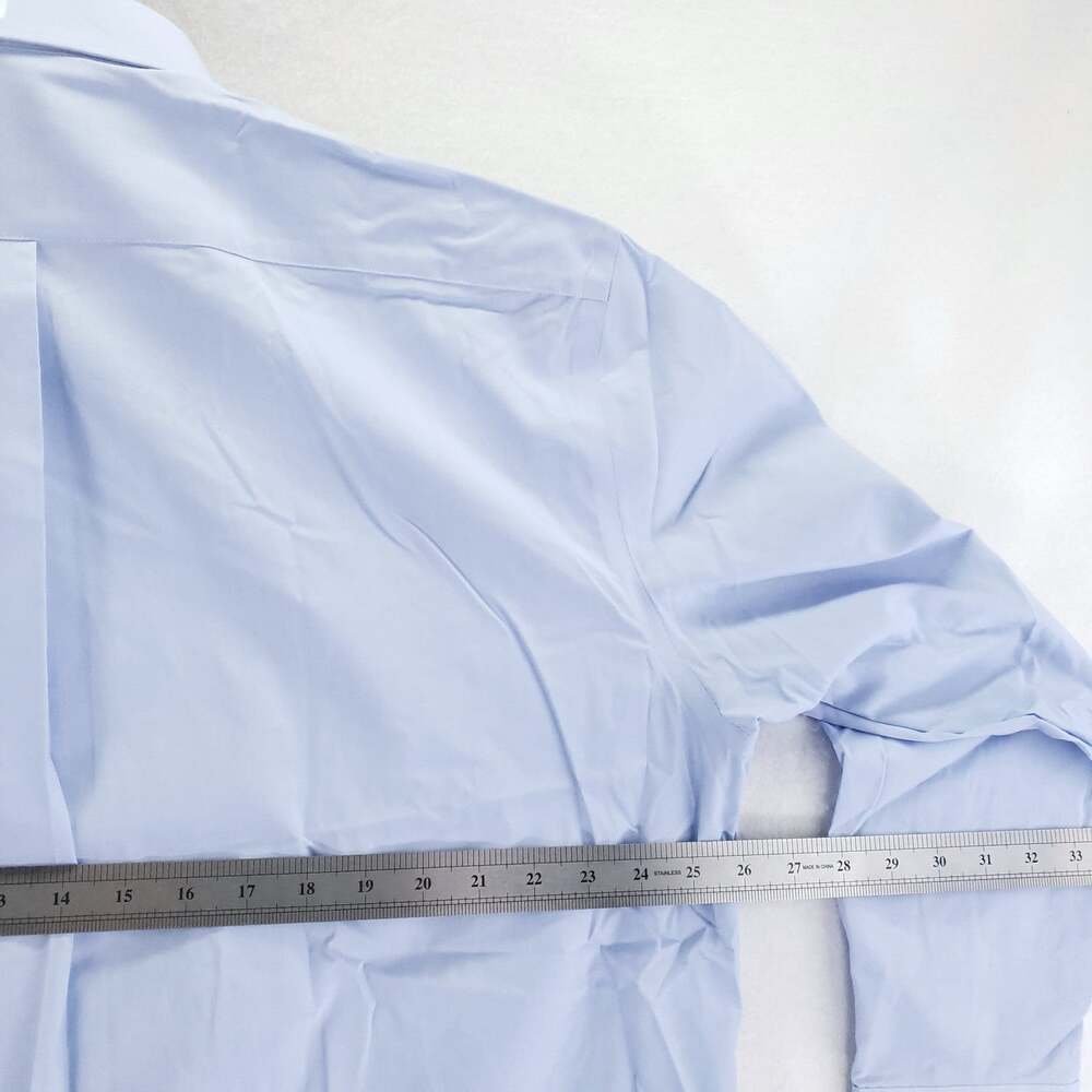 NEW Stafford Dress Shirt Mens 18 34/35 Blue Solid Stretch Non Iron Long Sleeve - Picture 15 of 16